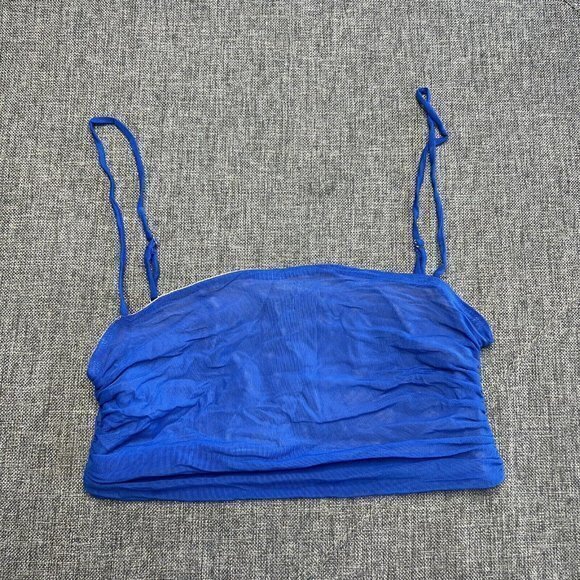 Edit By Nine Cami Crop Top Medium Blue Ruched Sides Zip‎ Back - Picture 1 of 6